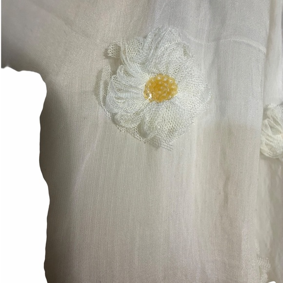 Storia Cream Floral Eyelet Maxi Dress with Bow Front Ruffle Straps Lrg - Picture 6 of 13